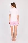 Women's Pink Shorts Summer Pajama Set with Stone Detail
