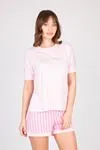 Women's Pink Shorts Summer Pajama Set with Stone Detail