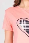  Women's Short-Sleeve Multi-Colored Plaid Patterned Pajama Set with Hearts