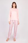 Women's Long-Sleeve Soft Textured Pink Pajama Set