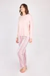 Women's Long-Sleeve Soft Textured Pink Pajama Set
