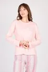 Women's Long-Sleeve Soft Textured Pink Pajama Set