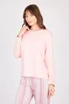 Women's Long-Sleeve Soft Textured Pink Pajama Set