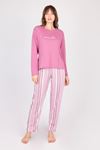 Women's Long-Sleeve Soft Textured Purple Pajama Set