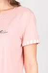 Kadın Kısa Kollu Yumuşak Dokulu Bambu Pembe Pijama Takımı