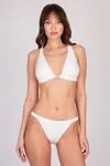 Women's Gold Ring Detailed White Triangle Bikini Set