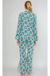 Kadın Panda Desenli Mint Yeşil Peluş Kışlık Pijama Takımı