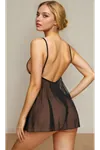 Black Lace and Ribbon Detailed Special Design Bodysuit Fantasy Tulle Nightgown