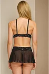Black Skirted Bralet Bra Thong Fantasy Lingerie Set