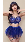 Blue Special Design Lace Skirted Fantasy Tulle Garter Set