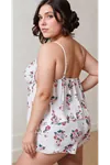 Women's Plus Size White Floral Sleeveless Shorts Pajama Set