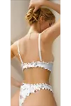 Kadın Çiçek Desenli Beyaz Kolsuz Rahat Crop Pijama Takımı