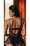 Siyah Dantelli Etekli Babydoll File Jartiyer Çoraplı Transparan Mini Seksi Fantezi Gecelik Takım
