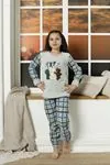 Desenli Kışlık Uzun Kollu Ayıcıklı Polar Peluş Kız Çocuk Pijama Takımı