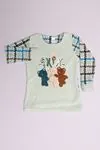 Desenli Kışlık Uzun Kollu Ayıcıklı Polar Peluş Kız Çocuk Pijama Takımı