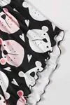Kadın Ayıcıklı Yazlık Şortlu Askılı Kolsuz Desenli Mini Crop Pijama Takımı