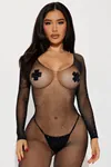 Kadın Seksi Taşlı Siyah Fantezi Vücut Çorabı