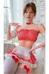 Women's Red Cosplay Fantasy Costume Sexy Apparel