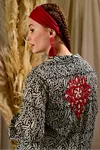 Women's Black Embroidered Cotton Maxi Shirt Dress — Patterned Long Pocketed Jalabiya Style