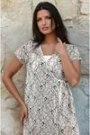 Women's Black Lace Beach Dress — Wrap Style, Side Tie & V-Neck Cover-Up Pareo