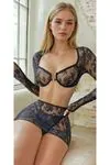 Women's White Lace Skirted Transparent Strapless Sexy Wedding Fantasy Lingerie Set