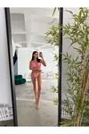 Pembe Peluş Sütyen ve String Takımı Kadın İç Çamaşırı Seti