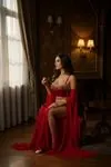 Kadın Bordo Pul Aksesuarlı Tül Etekli Seksi Gecelik Fantezi Kostüm