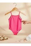 Girls' Pink Flamingo Print Swimsuit — Strappy, Lightweight & Fun