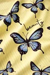 Women's Yellow Butterfly Print Pyjama Set — Sleeveless Crop Top & Shorts, Summer Loungewear