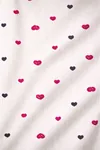 Women's Heart Print Pyjama Set — Bow Detail, Button-Front Long Sleeve, Interlock Fabric