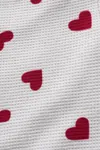 Women's White Waffle Knit Pyjama Set — Heart Print, Bow Detail & Long Sleeve