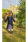Girls' Navy Winter Dress — Hand-Embroidered