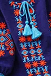Girls' Navy Winter Dress — Hand-Embroidered