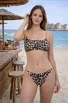 Kadın Leoparlı İnce Askılı Bikini Takımı