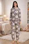 Women's Grey Fleece Pyjama Set