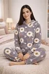 Women's Grey Fleece Pyjama Set