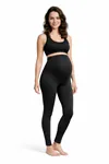 Women's Black Cotton Maternity Leggings — High Waist Over-Bump Support, Stretchy & Breathable