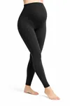Women's Black Cotton Maternity Leggings — High Waist Over-Bump Support, Stretchy & Breathable