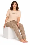 Women's Plus Size Leopard Print Pyjama Set — Milan Fabric, Embroidered Detail & Relaxed Fit