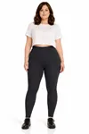 Women's Black Plus Size Ribbed Cotton Leggings — Opaque, Flattering & All-Day Comfort