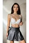 Women's Silver Rhinestone Mesh Sleeveless Top — Sheer Festival & Party Bustier
