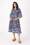 Women's 100% Cotton Navy Maternity Shirt Dress — Belted, Pocketed & Button-Front