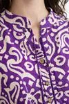 Women's 100% Cotton Purple Boho Maternity Dress — Tassel Tie, Pom-Pom & Ethnic Print