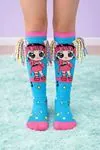 Girls' 3D Rainbow Hair Pop Star Doll Knee-High Socks 🌟