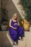 Women's Purple Boho Maternity Jumpsuit Dress — Pom-Pom Detail, Cotton & Viscose
