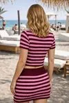 Women's Summer Knit Set Tie-Front Crop Top and Mini Skirt Festival Holiday Beach Bikini Cover-Up Outfit