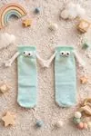 Magnetic Mint Green Kids Socks – Hand-Holding Cotton Model