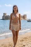 Beige Seashell Fringe Pareo Skirt Boho Women’s Beach Cover Up