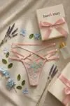 Women’s Floral Embroidered Sheer Bustier Lingerie Set