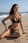 Kadın Leoparlı Yandan Bağlamalı Brazilian Kesim Üçgen Bikini Takımı